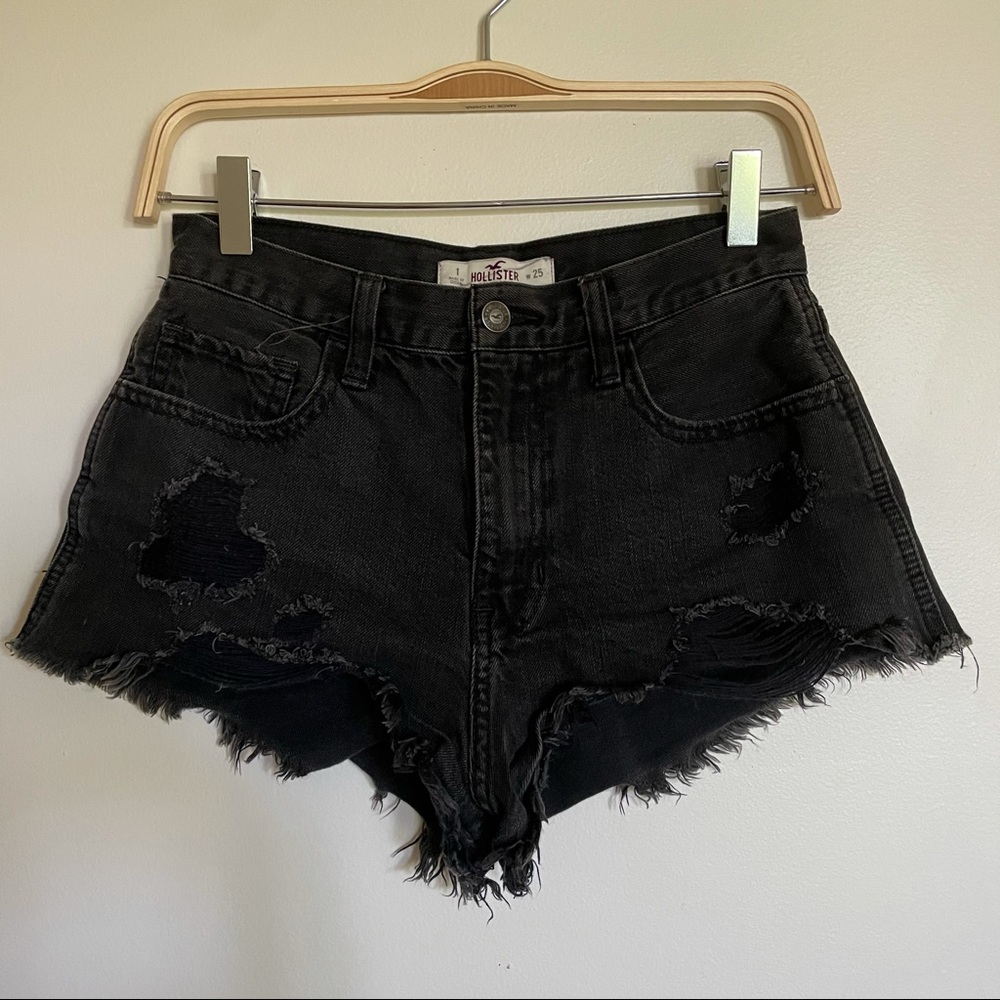Black Denim High Waisted Shorts